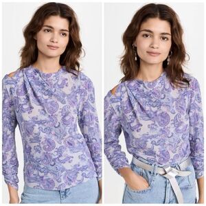 Isabel Marant Torence Paisley Silk Cut-Out Top size 38/ us size 6